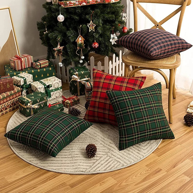 Christmas Charm Plaid Cushion Covers