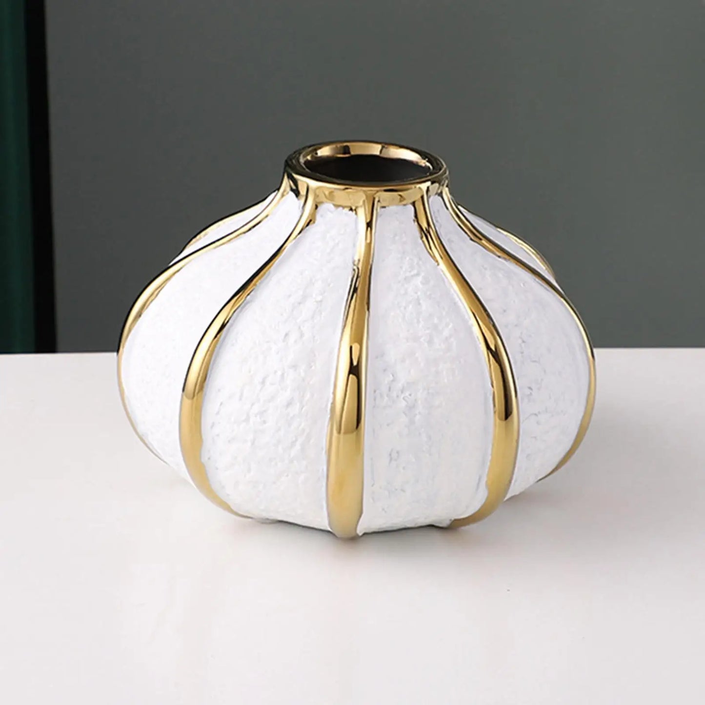 Luxe White & Gold Floral Vase