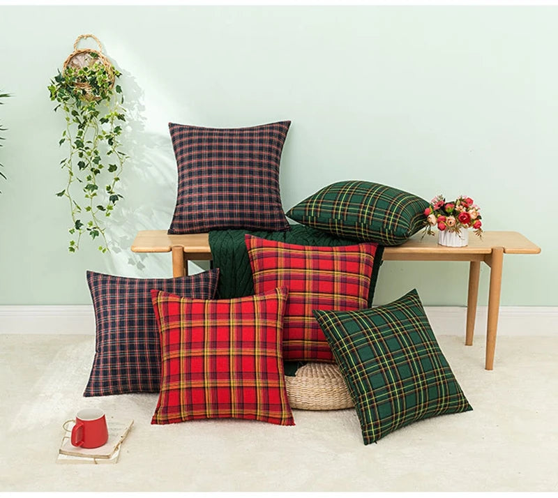 Christmas Charm Plaid Cushion Covers