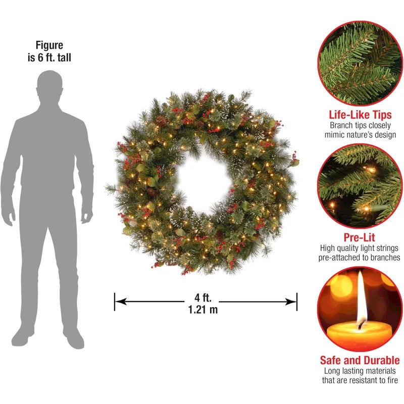 Winterberry Lighted Wreath