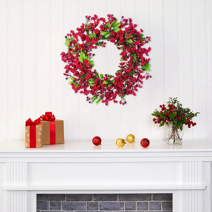 Festive Red Berry Door Garland