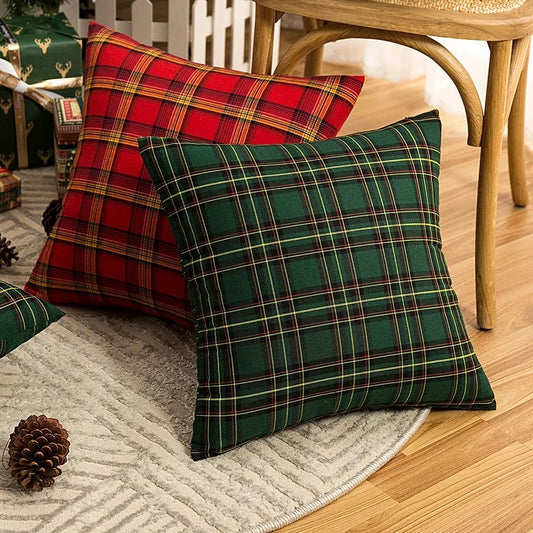 Christmas Charm Plaid Cushion Covers