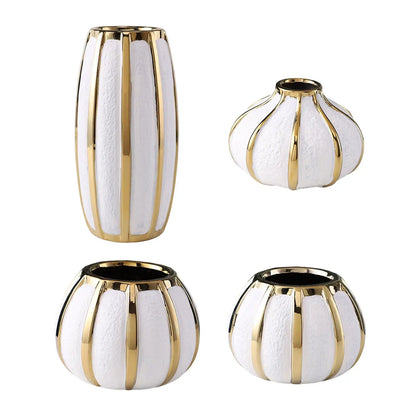 Luxe White & Gold Floral Vase