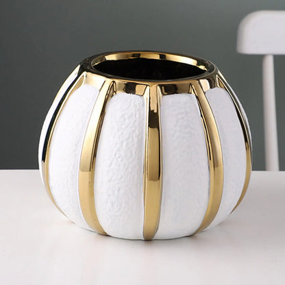 Luxe White & Gold Floral Vase