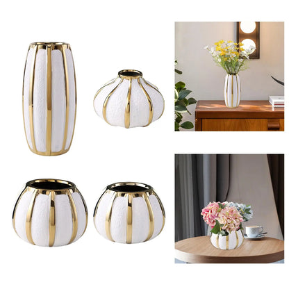 Luxe White & Gold Floral Vase